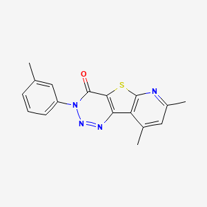 molecular formula C17H14N4OS B5565344 11,13-dimethyl-5-(3-methylphenyl)-8-thia-3,4,5,10-tetrazatricyclo[7.4.0.02,7]trideca-1(9),2(7),3,10,12-pentaen-6-one 