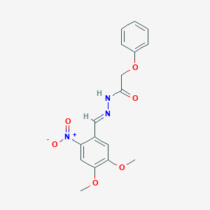 molecular formula C17H17N3O6 B5565556 N-[(E)-(4,5-dimethoxy-2-nitrophenyl)methylideneamino]-2-phenoxyacetamide 