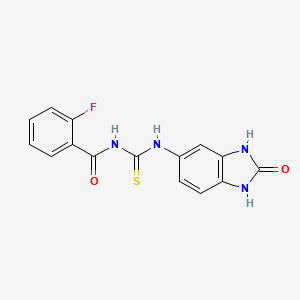 molecular formula C15H11FN4O2S B5565770 2-fluoro-N-[(2-oxo-1,3-dihydrobenzimidazol-5-yl)carbamothioyl]benzamide 