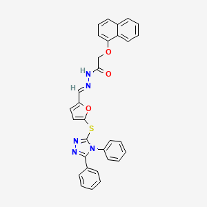 molecular formula C31H23N5O3S B5565782 N'-[(E)-{5-[(4,5-diphenyl-4H-1,2,4-triazol-3-yl)sulfanyl]furan-2-yl}methylidene]-2-(naphthalen-1-yloxy)acetohydrazide 