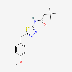 molecular formula C16H21N3O2S B5565874 N-{5-[(4-METHOXYPHENYL)METHYL]-1,3,4-THIADIAZOL-2-YL}-3,3-DIMETHYLBUTANAMIDE 