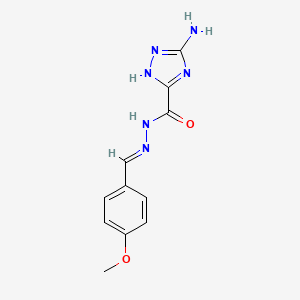 molecular formula C11H12N6O2 B5565994 5-Amino-N'-[(E)-(4-methoxyphenyl)methylidene]-1H-1,2,4-triazole-3-carbohydrazide 