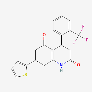 molecular formula C20H16F3NO2S B5566006 7-(THIOPHEN-2-YL)-4-[2-(TRIFLUOROMETHYL)PHENYL]-1,2,3,4,5,6,7,8-OCTAHYDROQUINOLINE-2,5-DIONE 