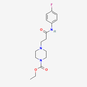 molecular formula C16H22FN3O3 B5566243 Ethyl 4-{2-[(4-fluorophenyl)carbamoyl]ethyl}piperazine-1-carboxylate 
