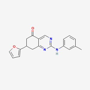 molecular formula C19H17N3O2 B5566284 7-(furan-2-yl)-2-(3-methylanilino)-7,8-dihydro-6H-quinazolin-5-one 
