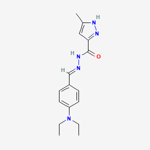 molecular formula C16H21N5O B5566303 N'-{(E)-[4-(diethylamino)phenyl]methylidene}-3-methyl-1H-pyrazole-5-carbohydrazide 