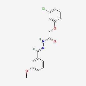 molecular formula C16H15ClN2O3 B5566337 2-(3-chlorophenoxy)-N'-[(E)-(3-methoxyphenyl)methylidene]acetohydrazide 