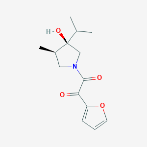 molecular formula C14H19NO4 B5566349 1-(furan-2-yl)-2-[(3R,4R)-3-hydroxy-4-methyl-3-propan-2-ylpyrrolidin-1-yl]ethane-1,2-dione 