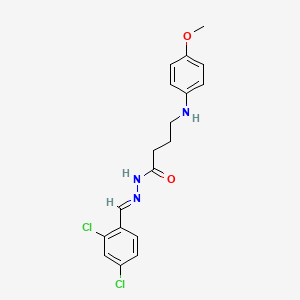 molecular formula C18H19Cl2N3O2 B5566615 N-[(E)-(2,4-dichlorophenyl)methylideneamino]-4-(4-methoxyanilino)butanamide 