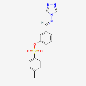 molecular formula C16H14N4O3S B5566654 3-[(E)-(4H-1,2,4-triazol-4-ylimino)methyl]phenyl 4-methylbenzenesulfonate 