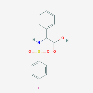 molecular formula C14H12FNO4S B055668 2-{[(4-Fluorophenyl)sulfonyl]amino}-2-phenylacetic acid CAS No. 117309-49-6