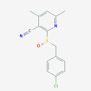 molecular formula C15H13ClN2OS B5566805 2-[(4-Chlorophenyl)methylsulfinyl]-4,6-dimethylpyridine-3-carbonitrile 