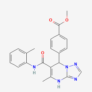 molecular formula C22H21N5O3 B5566934 Methyl 4-{5-methyl-6-[(2-methylphenyl)carbamoyl]-4,7-dihydro[1,2,4]triazolo[1,5-a]pyrimidin-7-yl}benzoate 