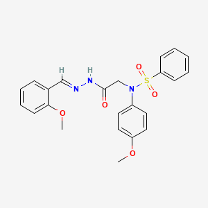 molecular formula C23H23N3O5S B5567418 N-(4-METHOXYPHENYL)-N-({N'-[(E)-(2-METHOXYPHENYL)METHYLIDENE]HYDRAZINECARBONYL}METHYL)BENZENESULFONAMIDE 