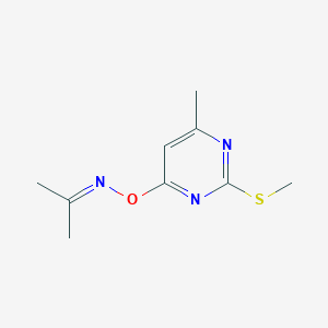 molecular formula C9H13N3OS B5567516 Acetone O2-[6-methyl-2-(methylsulfanyl)-4-pyrimidinyl]oxime 