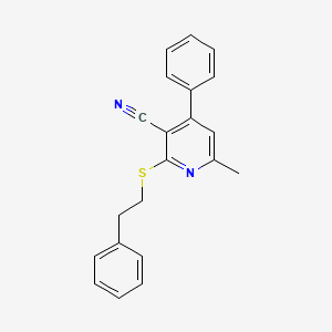 molecular formula C21H18N2S B5567672 6-Methyl-4-phenyl-2-(2-phenylethylsulfanyl)pyridine-3-carbonitrile 