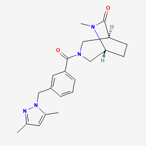 molecular formula C21H26N4O2 B5567711 (1S,5R)-3-[3-[(3,5-dimethylpyrazol-1-yl)methyl]benzoyl]-6-methyl-3,6-diazabicyclo[3.2.2]nonan-7-one 