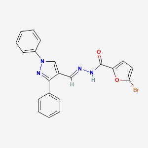 molecular formula C21H15BrN4O2 B5567868 5-bromo-N-[(E)-(1,3-diphenylpyrazol-4-yl)methylideneamino]furan-2-carboxamide 