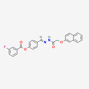 molecular formula C26H19FN2O4 B5568156 [4-[(E)-[(2-naphthalen-2-yloxyacetyl)hydrazinylidene]methyl]phenyl] 3-fluorobenzoate 