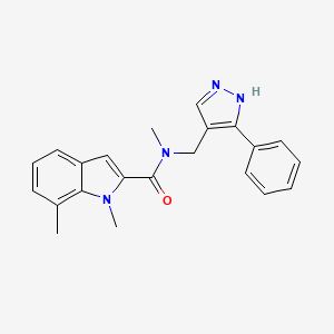 molecular formula C22H22N4O B5568358 N,1,7-trimethyl-N-[(5-phenyl-1H-pyrazol-4-yl)methyl]indole-2-carboxamide 