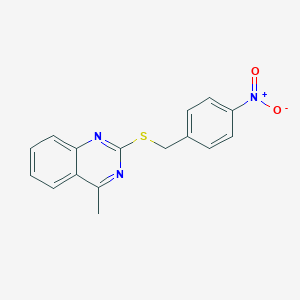 molecular formula C16H13N3O2S B5568373 4-METHYL-2-{[(4-NITROPHENYL)METHYL]SULFANYL}QUINAZOLINE 