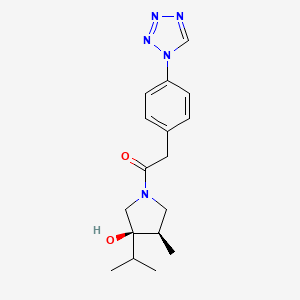 molecular formula C17H23N5O2 B5568398 1-[(3R,4R)-3-hydroxy-4-methyl-3-propan-2-ylpyrrolidin-1-yl]-2-[4-(tetrazol-1-yl)phenyl]ethanone 