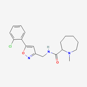 molecular formula C18H22ClN3O2 B5568453 N-{[5-(2-chlorophenyl)-3-isoxazolyl]methyl}-1-methyl-2-azepanecarboxamide 