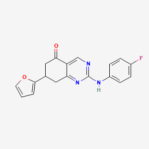 molecular formula C18H14FN3O2 B5568473 2-[(4-fluorophenyl)amino]-7-(furan-2-yl)-7,8-dihydroquinazolin-5(6H)-one 