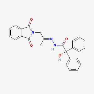molecular formula C25H21N3O4 B5568489 N-[(E)-1-(1,3-dioxoisoindol-2-yl)propan-2-ylideneamino]-2-hydroxy-2,2-diphenylacetamide 