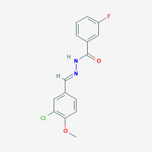 molecular formula C15H12ClFN2O2 B5568553 N-[(E)-(3-chloro-4-methoxyphenyl)methylideneamino]-3-fluorobenzamide 