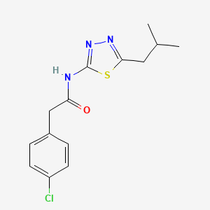 molecular formula C14H16ClN3OS B5568571 2-(4-chlorophenyl)-N-[5-(2-methylpropyl)-1,3,4-thiadiazol-2-yl]acetamide 