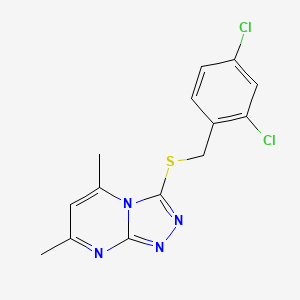 molecular formula C14H12Cl2N4S B5568581 3-[(2,4-Dichlorobenzyl)sulfanyl]-5,7-dimethyl[1,2,4]triazolo[4,3-a]pyrimidine CAS No. 5943-07-7