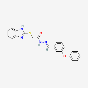 molecular formula C22H18N4O2S B5568678 2-(1H-benzimidazol-2-ylsulfanyl)-N'-[(E)-(3-phenoxyphenyl)methylidene]acetohydrazide 