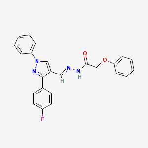 molecular formula C24H19FN4O2 B5568708 N-[(E)-[3-(4-fluorophenyl)-1-phenylpyrazol-4-yl]methylideneamino]-2-phenoxyacetamide 
