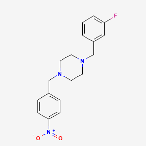 molecular formula C18H20FN3O2 B5568780 1-[(3-fluorophenyl)methyl]-4-[(4-nitrophenyl)methyl]piperazine 
