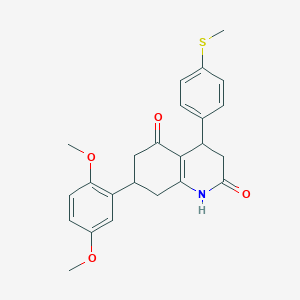molecular formula C24H25NO4S B5568820 7-(2,5-DIMETHOXYPHENYL)-4-[4-(METHYLSULFANYL)PHENYL]-1,2,3,4,5,6,7,8-OCTAHYDROQUINOLINE-2,5-DIONE 