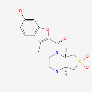 molecular formula C18H22N2O5S B5568882 [(4aR,7aS)-1-methyl-6,6-dioxo-2,3,4a,5,7,7a-hexahydrothieno[3,4-b]pyrazin-4-yl]-(6-methoxy-3-methyl-1-benzofuran-2-yl)methanone 