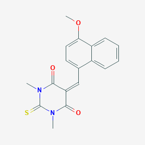 molecular formula C18H16N2O3S B5569050 5-[(4-methoxynaphthalen-1-yl)methylidene]-1,3-dimethyl-2-thioxodihydropyrimidine-4,6(1H,5H)-dione CAS No. 6313-68-4