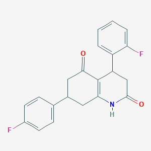 molecular formula C21H17F2NO2 B5569160 4-(2-fluorophenyl)-7-(4-fluorophenyl)-4,6,7,8-tetrahydroquinoline-2,5(1H,3H)-dione 