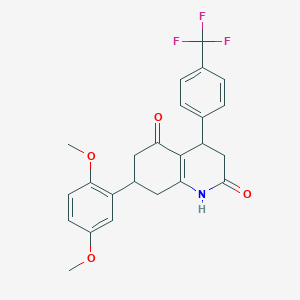 molecular formula C24H22F3NO4 B5569204 7-(2,5-DIMETHOXYPHENYL)-4-[4-(TRIFLUOROMETHYL)PHENYL]-1,2,3,4,5,6,7,8-OCTAHYDROQUINOLINE-2,5-DIONE 