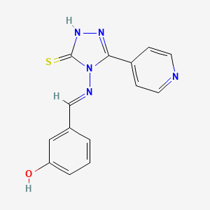 molecular formula C14H11N5OS B5569218 3-(((3-(4-PYRIDINYL)-5-SULFANYL-4H-1,2,4-TRIAZOL-4-YL)IMINO)METHYL)PHENOL 
