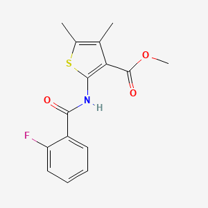 molecular formula C15H14FNO3S B5569232 Methyl 2-(2-fluorobenzamido)-4,5-dimethylthiophene-3-carboxylate 