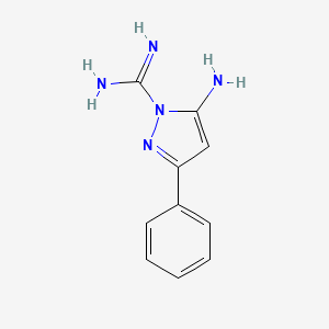 molecular formula C10H11N5 B5569267 1H-Pyrazole-1-carboximidamide, 5-amino-3-phenyl- 