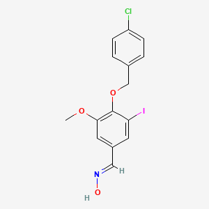 molecular formula C15H13ClINO3 B5569323 (NE)-N-[[4-[(4-chlorophenyl)methoxy]-3-iodo-5-methoxyphenyl]methylidene]hydroxylamine 