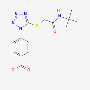 molecular formula C15H19N5O3S B5569349 METHYL 4-(5-{[(TERT-BUTYLCARBAMOYL)METHYL]SULFANYL}-1H-1,2,3,4-TETRAZOL-1-YL)BENZOATE 