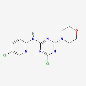 molecular formula C12H12Cl2N6O B5569387 4-chloro-N-(5-chloropyridin-2-yl)-6-(morpholin-4-yl)-1,3,5-triazin-2-amine 