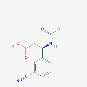 molecular formula C15H18N2O4 B556939 (R)-3-((叔丁氧羰基)氨基)-3-(3-氰基苯基)丙酸 CAS No. 501015-21-0