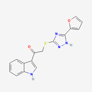 molecular formula C16H12N4O2S B5569490 2-{[5-(2-FURYL)-4H-1,2,4-TRIAZOL-3-YL]SULFANYL}-1-(1H-INDOL-3-YL)-1-ETHANONE 