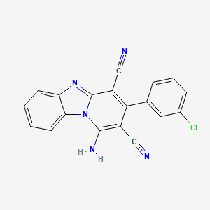 molecular formula C19H10ClN5 B5569505 1-AMINO-3-(3-CHLOROPHENYL)-2-CYANOPYRIDO[1,2-A][1,3]BENZIMIDAZOL-4-YL CYANIDE 