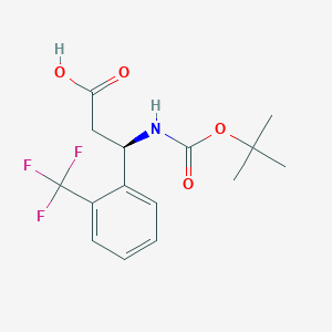 molecular formula C15H18F3NO4 B556958 (R)-3-((tert-Butoxycarbonyl)amino)-3-(2-(trifluoromethyl)phenyl)propanoic acid CAS No. 501015-17-4